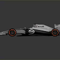 Aerodynamic McLaren Formula 1 Racing Car With Silver Body Black Accents And Red Wheel Rims
