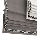 Gray And White Curtains With Black Geometric Border And Linen Fabric Design