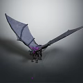 Fantasy Dragon Character with Large Open Wings Dark Scaled Body and Purple Accents