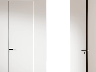 Modern White Hinged Door Design With Sleek Black Handle And Clean Lines 3d model