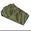 Realistic 3D Mountain Terrain Model With Detailed Texture And Green Vegetation