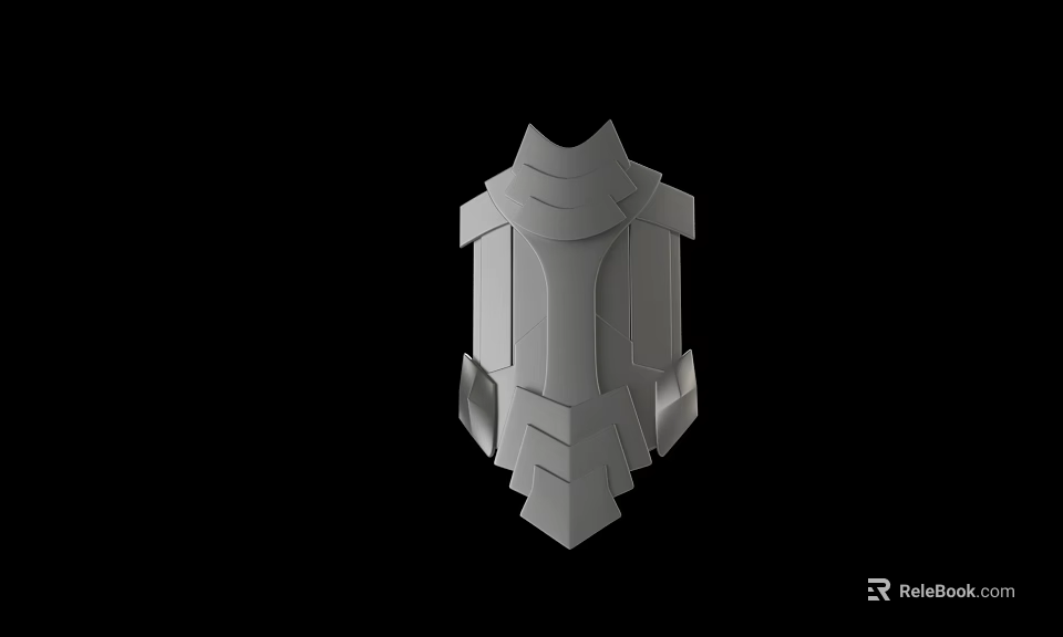 Gray Metallic Shield Style Weapon With Layered Geometric Structure Design 3d model 
