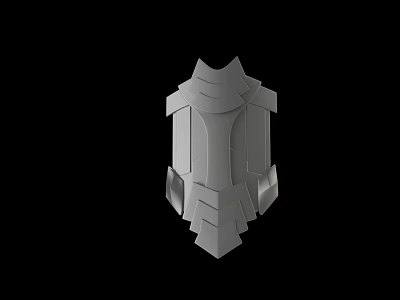 Gray Metallic Shield Style Weapon With Layered Geometric Structure Design 3d model