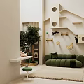 Pet Shop With Cozy Interior Featuring Cat Trees Green Plants And Comfortable Sofa