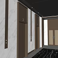 Elevator Hallway Interior With Marble Walls Dark Elevator Doors Numbered Panels And Lighting 3d model
