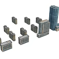 Various Modern Office Buildings With Different Heights And Architectural Designs 3d model