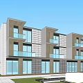Modern Townhouse Exterior Design With Glass Facade Metal Accents Balconies And Greenery