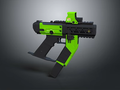 Green And Black Tactical Weapon With Modular Structure And Ergonomic Grip 3d model