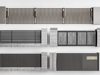 Modern Building Exterior Wall Featuring Wooden Slats Metal Panels Stone Columns And House Number 3d model