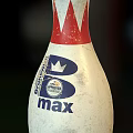 Bowling Pins With Red Triangular Design USBC Approved Max Logo And Maple Material 3d model