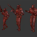 Colorful Sci-Fi Mecha Characters With Blue Orange Armor And Yellow Weapons
