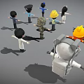Game And Movie Cartoon Characters In Various Professional Costumes Standing With Arms Outstretched