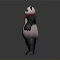 Cute Panda Game Movie Character With Red Bandana And Black White Fur