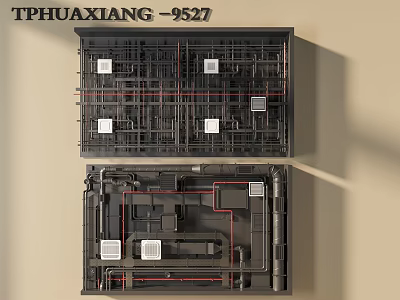 TPHUAXIANG 9527 Pipes Structured Layout with White Components and Double Sections Design 3d model