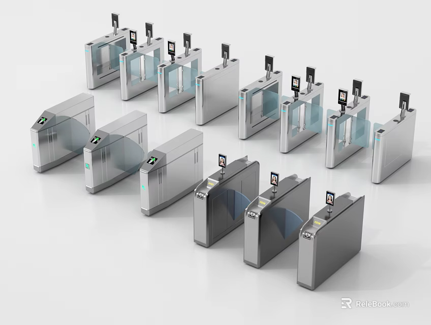 Modern Automatic Turnstiles With Metal Design For Public Facility Access Control 3d model 