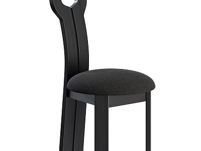 Modern Leisure Bar Stool With Black Frame Gray Padded Seat And Backrest Design 3d model