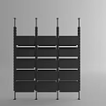 Black Modern Bookshelf With Multi Tiered Open Shelves And Metal Frame