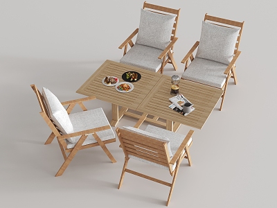 Outdoor Table and Chair Combination Solid Wood Casual Table and Chair model