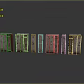 Vintage Wooden Distressed Storage Shelving Units With Various Sizes And Designs On
