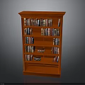 Red Wooden Bookcase With Multiple Shelves Filled With Books For Home