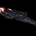 Futuristic Sci-Fi Spaceship Design With Flaming Thrusters And Mechanical Details