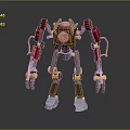 Mechanical Robot Character And Plant Bio Hybrid With Red Arms Yellow Joints White Feet