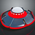Sci Fi UFO Model Featuring Red Black Shell White Dome And Dot Decorations 3d model