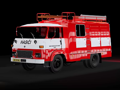 Classic Red HAASCI Fire Truck with Ladder on Top and Functional Design 3d model