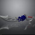 Unique Scimitar Weapon With Blue Octopus Decoration And Red Handle Design