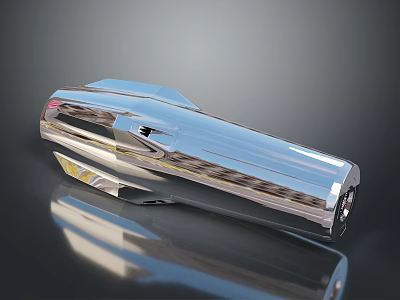 Shiny Silver Sleek Metallic Object With Reflective Surface And Modern Curved Design Details 3d model