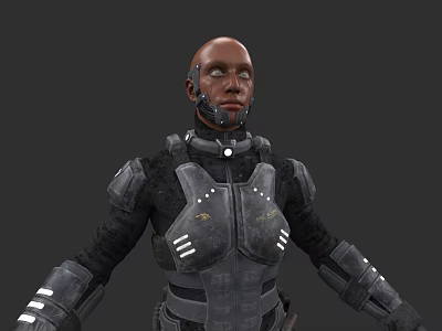 Futuristic Sci Fi Game Movie Character In Mechanical Combat Armor With High Tech Design 3d model
