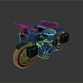 Green Camouflage Motorcycle With Sidecar Gun On Handlebars And Muddy Tires