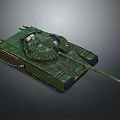 Armored Military Tank In Green Camouflage With Turret Long Cannon And Tracks