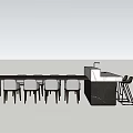 Modern Dining Table Set With Light Chairs Dark Island Sink And Bar Stools