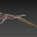 Pterosaur Flying With Open Mouth And Large Wings In Purple Sky