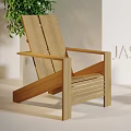Modern Wooden Lounge Chairs in Minimalist Setting With Green Plant and White Background