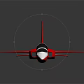 Red And White Jet Model With Black Cockpit On Dark Background With Reflection