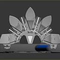 Gray Object With Blue Elongated Part And White Blade Like Structures At Bottom 3d model