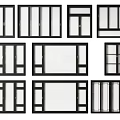 Various Modern Window Designs With Different Frame Styles And Glass Panels 3d model