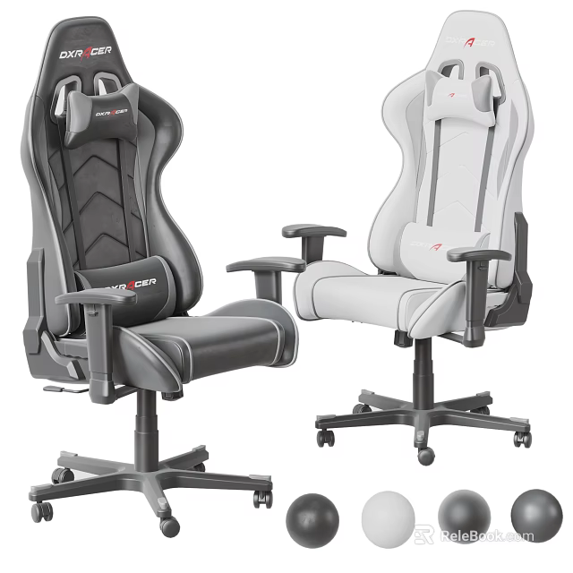 Ergonomic Black And Gray Gaming Chairs Featuring Adjustable Armrests And Swivel Base 3d model 