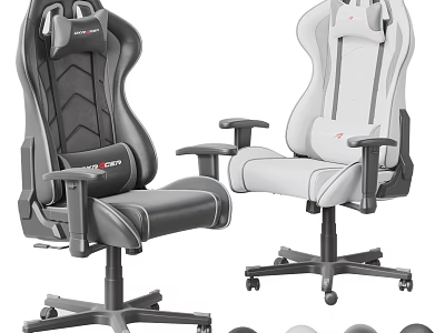 Ergonomic Black And Gray Gaming Chairs Featuring Adjustable Armrests And Swivel Base 3d model