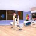 Beauty Hair Salon With Mannequin Heads Displaying Wigs Modern Interior Setup