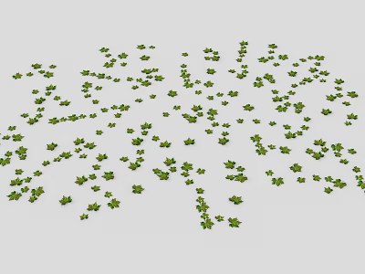 Decorative Small Green Clover Like Plants Randomly Scattered On White Background 3d model