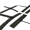 Urban Municipal Road Network With Cross Intersections Lanes And Green Belts