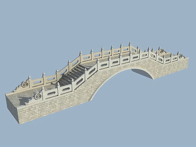 Traditional Stone Arch Bridge With Carved Railings Steps And Classic Design 3d model