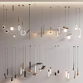 Modern Pendant Lights With Various Design Styles And Metallic Structures For Interior Spaces 3d model
