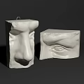 Artistic Sculpture Carving of White Facial Features Detailed Nose and Eye