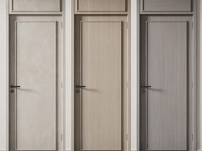 Modern Hinged Doors With Light Beige And Gray Wooden Texture For Home Interior 3d model
