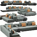 Modern Sectional Sofa With Orange Cushions And L Shaped Design Options 3d model
