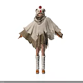 Character Outfit With Red Top Hat Bear Ears Scarf Tattered White Cloak And Orange Shoes